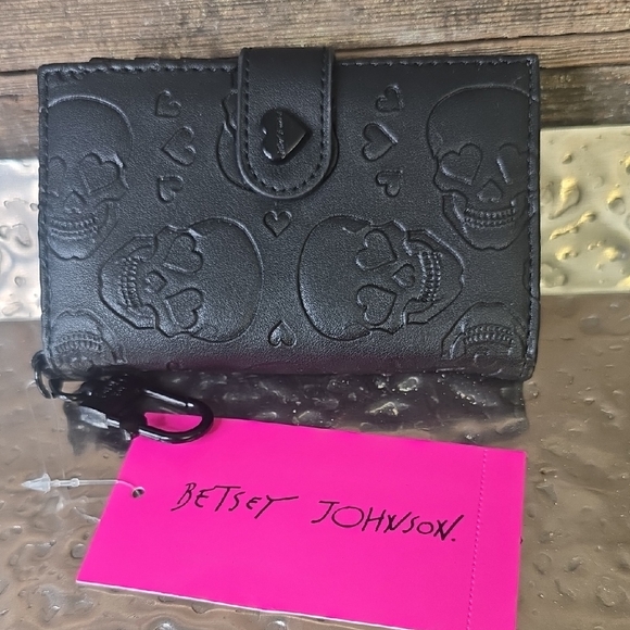 Betsey Johnson Handbags - Betsey Johnson Black Skull Embossed Wallet, NWT